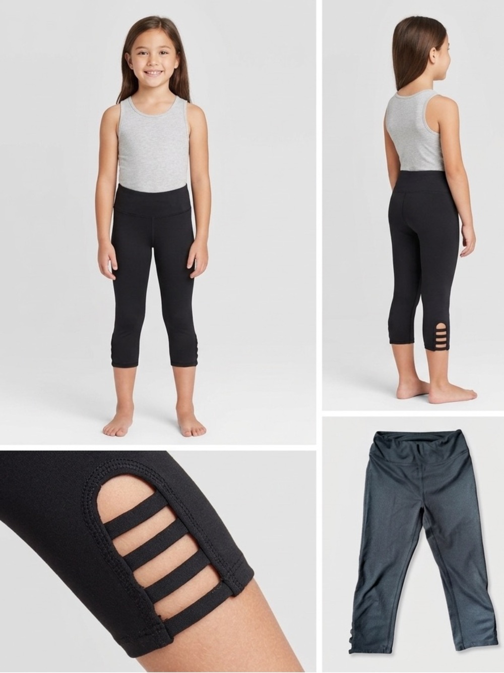 SO Active Black Cropped Leggings with Strappy Lattice Detail Size 8